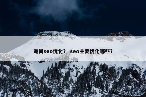 谢岗seo优化？ seo主要优化哪些？
