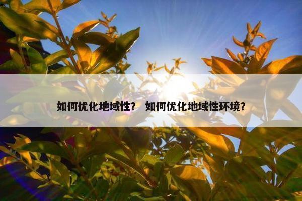 如何优化地域性？ 如何优化地域性环境？