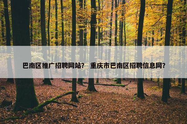 巴南区推广招聘网站？ 重庆市巴南区招聘信息网？