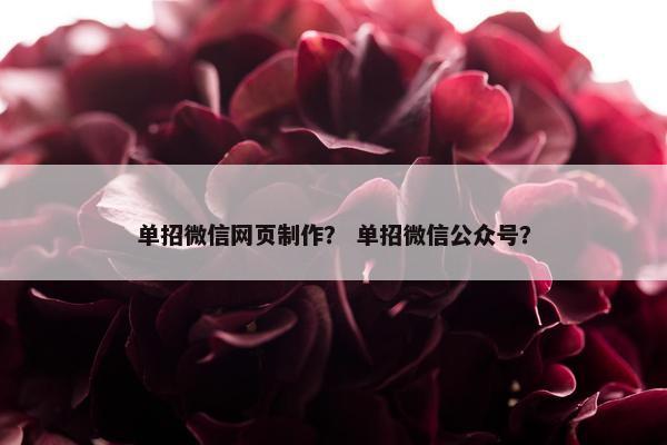 单招微信网页制作？ 单招微信公众号？