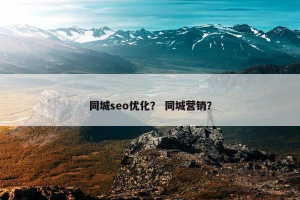 同城seo优化？ 同城营销？