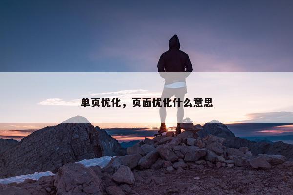 单页优化，页面优化什么意思