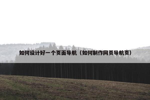 如何设计好一个页面导航（如何制作网页导航页）