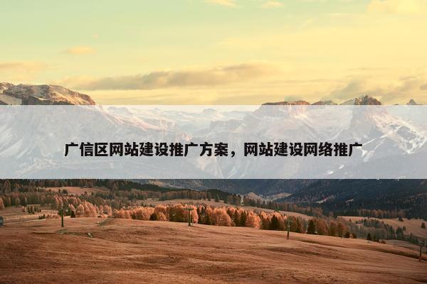 广信区网站建设推广方案，网站建设网络推广