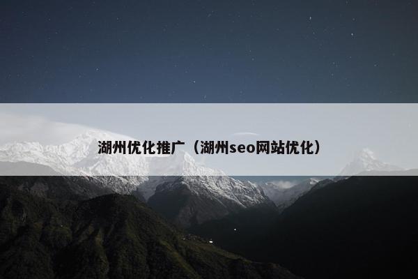 湖州优化推广（湖州seo网站优化）
