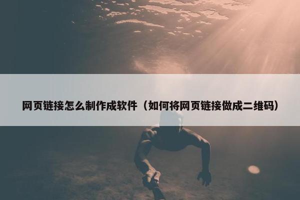 网页链接怎么制作成软件（如何将网页链接做成二维码）