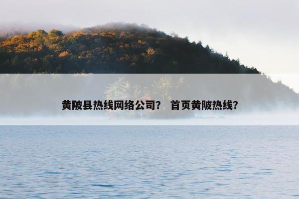 黄陂县热线网络公司？ 首页黄陂热线？