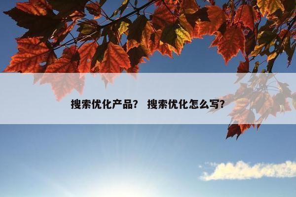 搜索优化产品？ 搜索优化怎么写？