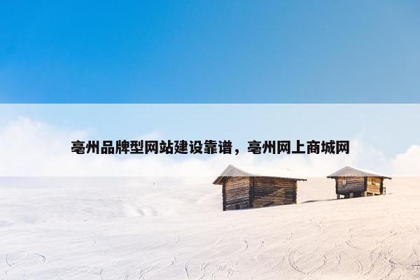 亳州品牌型网站建设靠谱，亳州网上商城网