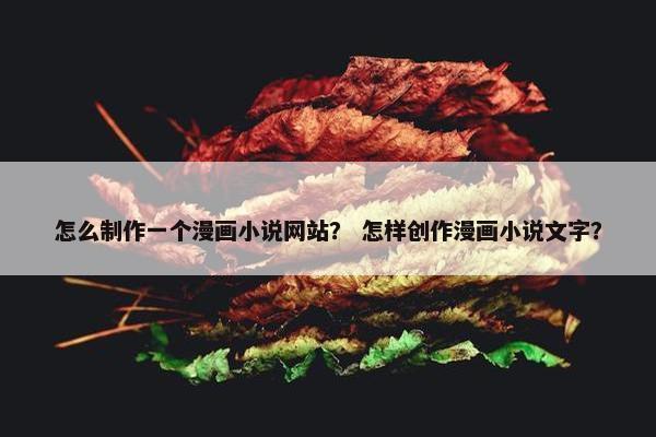 怎么制作一个漫画小说网站？ 怎样创作漫画小说文字？