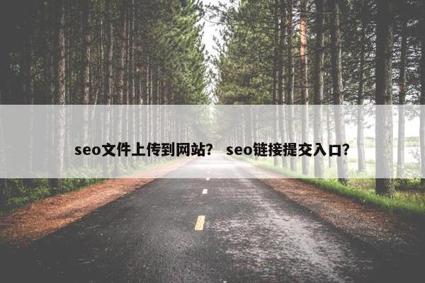 seo文件上传到网站？ seo链接提交入口？