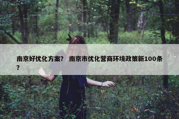 南京好优化方案？ 南京市优化营商环境政策新100条？