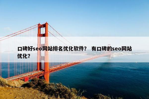 口碑好seo网站排名优化软件？ 有口碑的seo网站优化？