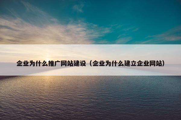 企业为什么推广网站建设（企业为什么建立企业网站）
