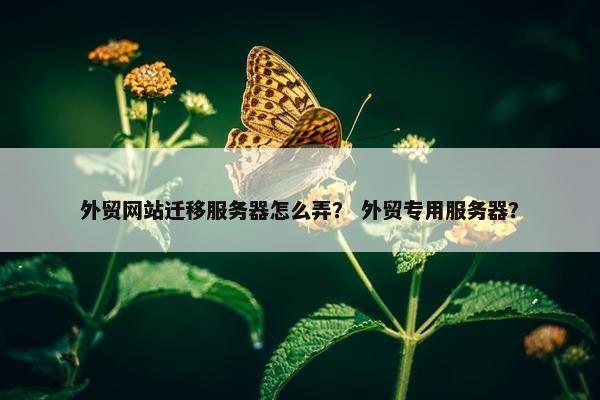 外贸网站迁移服务器怎么弄？ 外贸专用服务器？