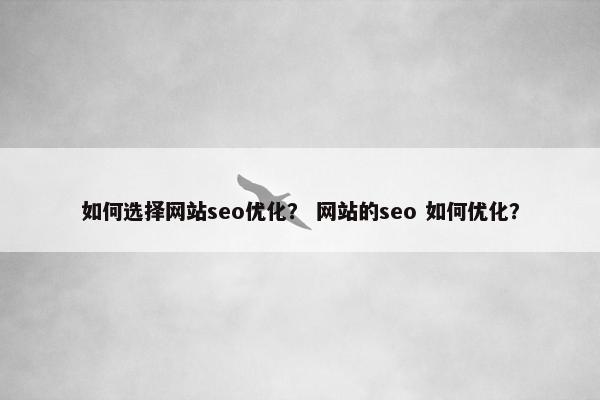 如何选择网站seo优化? 网站的seo 如何优化? 如何选择网站seo优化? 网站的seo 如何优化?
