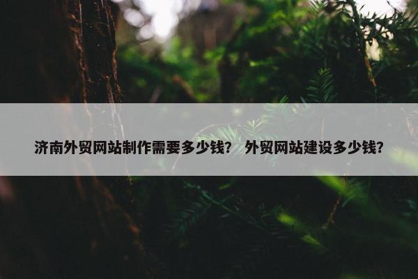 济南外贸网站制作需要多少钱？ 外贸网站建设多少钱？