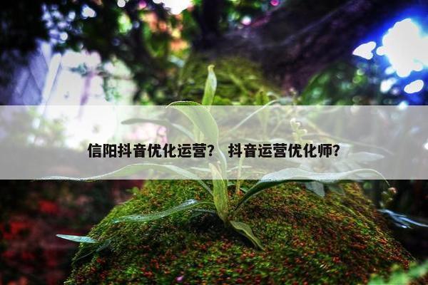 信阳抖音优化运营？ 抖音运营优化师？