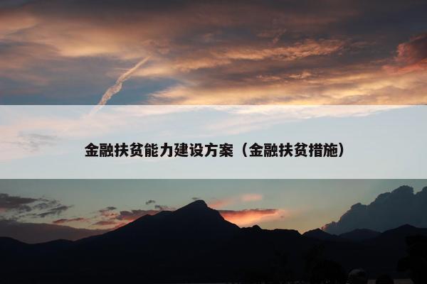 金融扶贫能力建设方案（金融扶贫措施）