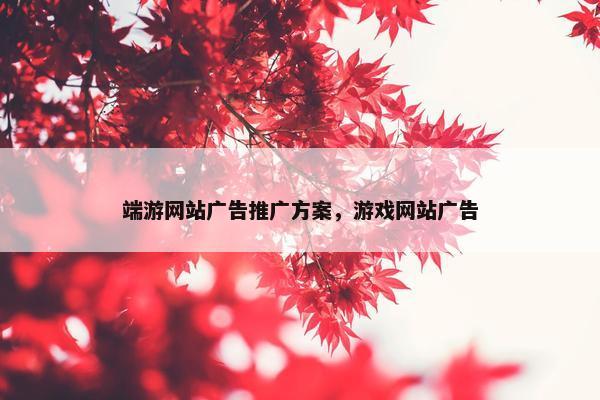 端游网站广告推广方案，游戏网站广告