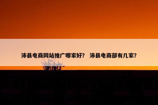 沛县电商网站推广哪家好？ 沛县电商部有几家？
