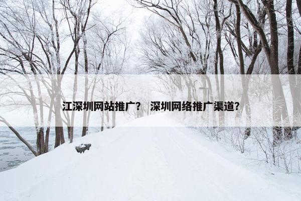 江深圳网站推广？ 深圳网络推广渠道？