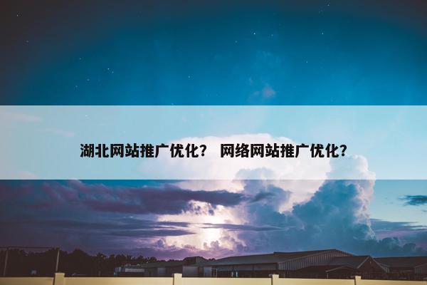 湖北网站推广优化？ 网络网站推广优化？