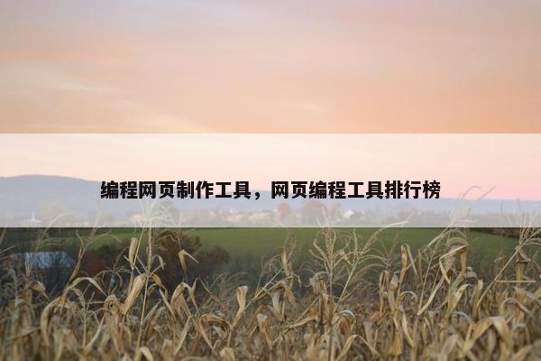 编程网页制作工具，网页编程工具排行榜