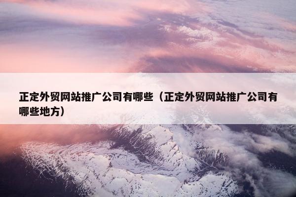 正定外贸网站推广公司有哪些（正定外贸网站推广公司有哪些地方）