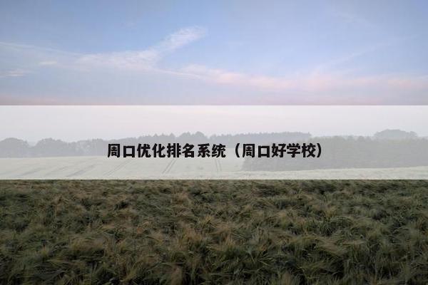 周口优化排名系统（周口好学校）