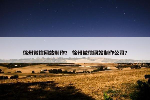 徐州微信网站制作？ 徐州微信网站制作公司？