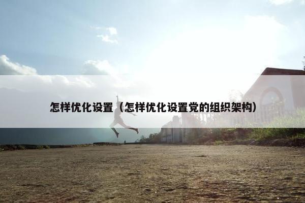怎样优化设置（怎样优化设置党的组织架构）