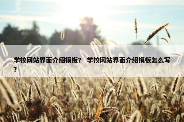学校网站界面介绍模板？ 学校网站界面介绍模板怎么写？