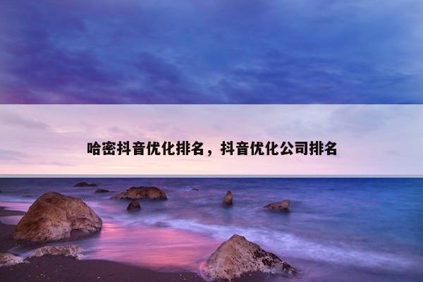 哈密抖音优化排名，抖音优化公司排名