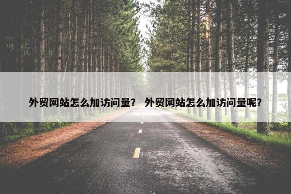 外贸网站怎么加访问量？ 外贸网站怎么加访问量呢？