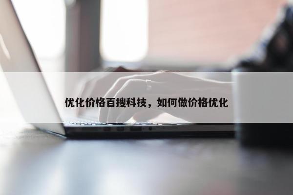 优化价格百搜科技，如何做价格优化
