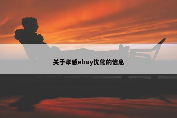 关于孝感ebay优化的信息