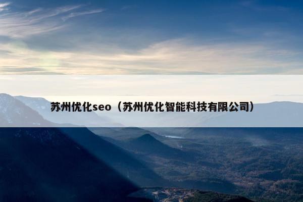 苏州优化seo（苏州优化智能科技有限公司）