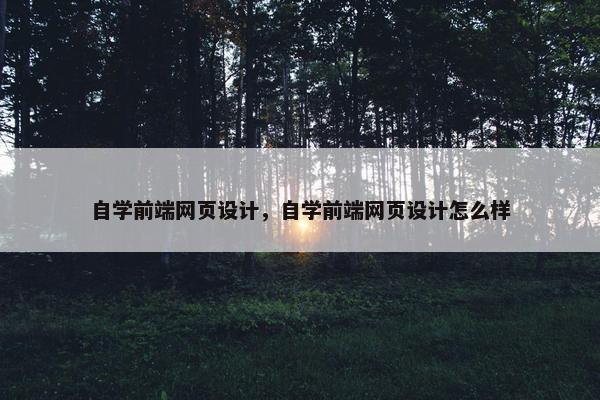 自学前端网页设计，自学前端网页设计怎么样