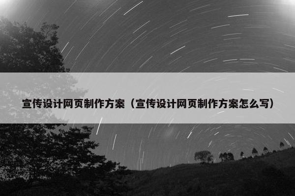 宣传设计网页制作方案（宣传设计网页制作方案怎么写）