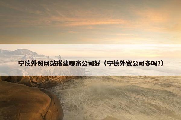 宁德外贸网站搭建哪家公司好（宁德外贸公司多吗?）
