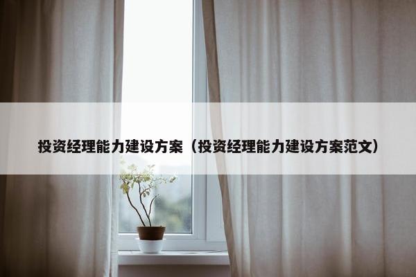 投资经理能力建设方案（投资经理能力建设方案范文）