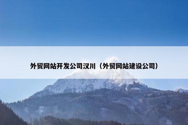 外贸网站开发公司汉川（外贸网站建设公司）