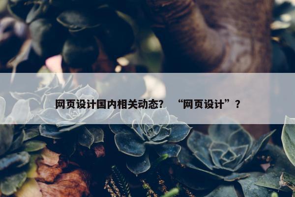 网页设计国内相关动态？ “网页设计”？