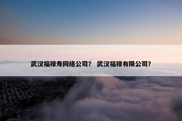 武汉福禄寿网络公司？ 武汉福禄有限公司？