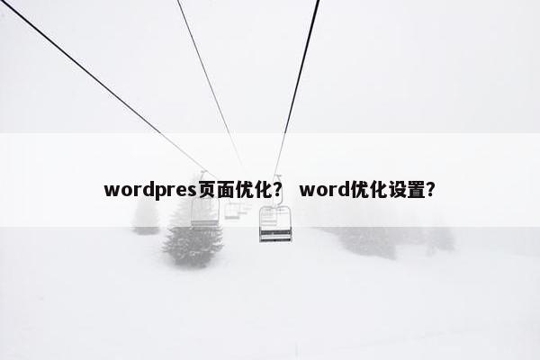 wordpres页面优化？ word优化设置？