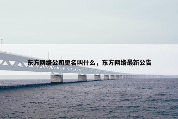 东方网络公司更名叫什么，东方网络最新公告