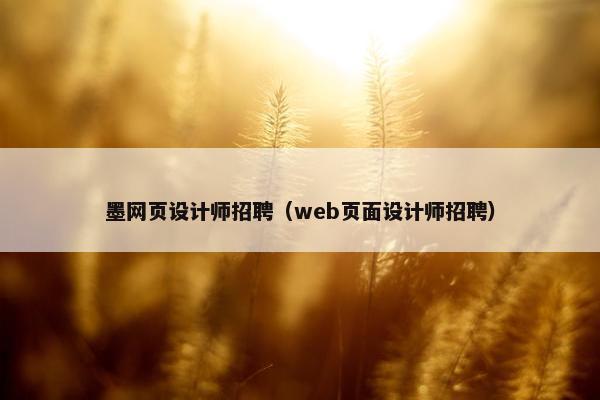 墨网页设计师招聘（web页面设计师招聘）