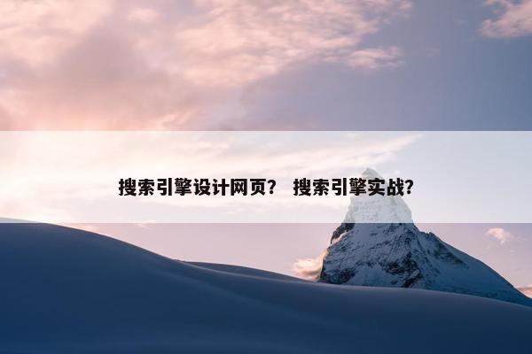 搜索引擎设计网页？ 搜索引擎实战？