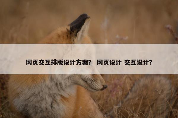 网页交互排版设计方案？ 网页设计 交互设计？